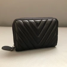 Genuine Leather Credit ID Card Holder Coin Purse Pocket Zipper Wallet Women Men