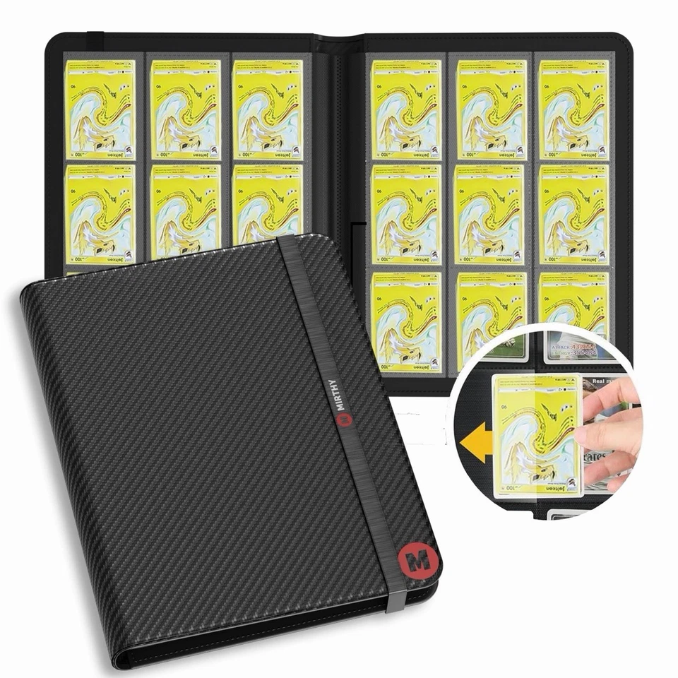 Carpeta de tarjetas MIRTHY - Carpeta de tarjetas duradera de 4 bolsillos con capacidad para 440 tarjetas (NEGRO) Foto 3 de 4