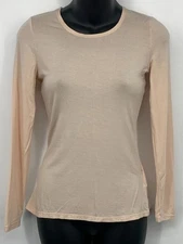 Monoprix Womens Long Sleeve Light Pink Top Size Small Fitted Lightweight NEW