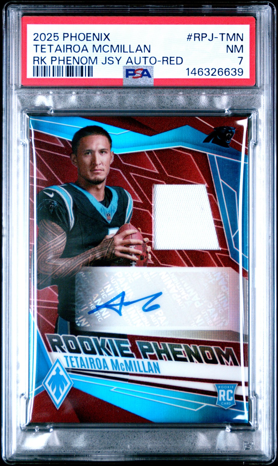 Tetairoa McMillan Panini Phoenix Rookie Phenom Jersey Autographs #RPJTMN Red
