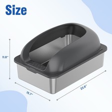 Large Enclosed Stainless Steel Cat Litter Box With Lid, Anti-Odor, Anti-Scatter