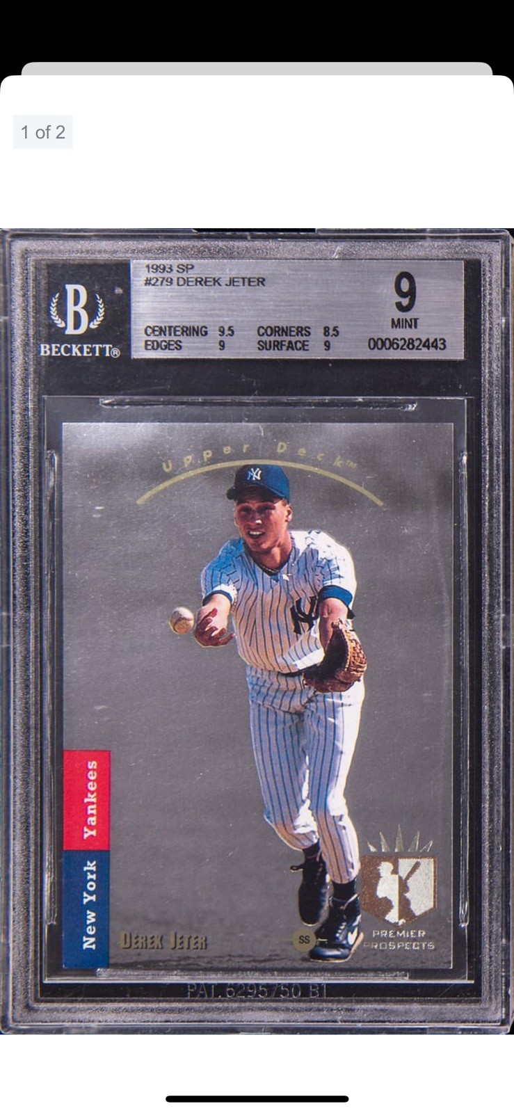 1993 SP FOIL HOF ⭐️ DEREK JETER #279 ROOKIE CARD MINT BGS 9 WITH A 9.5 SUB