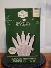 Holiday Time 300 Cool White Mini LED Christmas Lights Strand White Wire