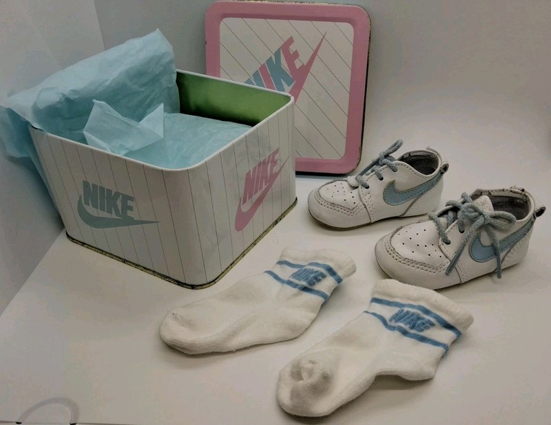 All Nike! '80's Sweet Dream Collectible Tin, Carolina Blue Baby Sneakers & Socks
