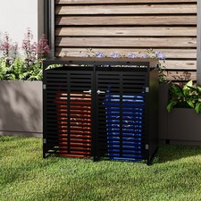 OUTDOOR WHEELIE BIN STORAGE METAL DOUBLE SHED DUSTBIN RUBBISH SCREEN SHELTER NEW