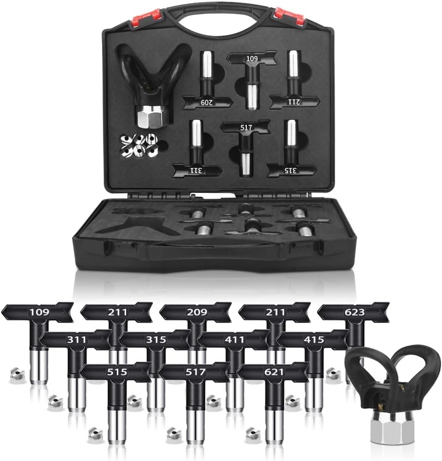 14 Pcs Airless Sprayer Tips, Paint Tip Guard and Black black 