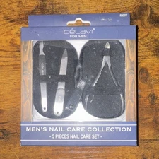 Célavi 5 Piece Manicure & Pedicure Tool Kit, Portable, Black Case, Metal Tools