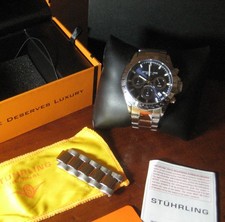 Stuhrling Original Quartz Chronograph Stainless Steel Men's Watch with Box