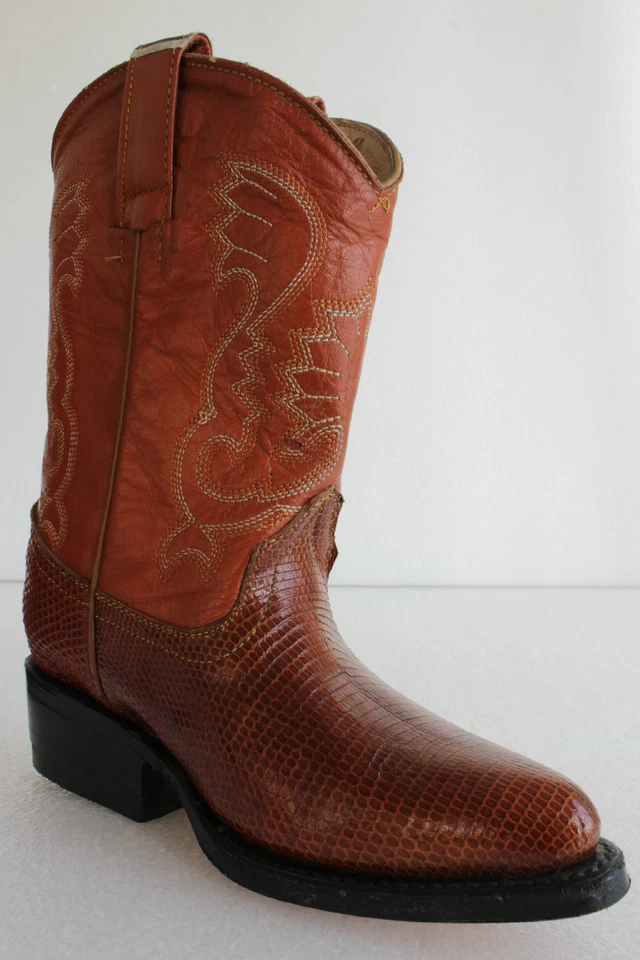 Ковбойские сапоги для детей ясельного возраста коричневые коньячные натуральная ящерица кожа размер 10,5 - Изображение 3 из 4