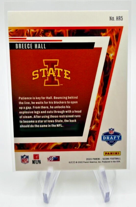 BREECE HALL 2022 Panini Score Football #HR5 RC Blue /100 NY Jets - Image 2 of 2