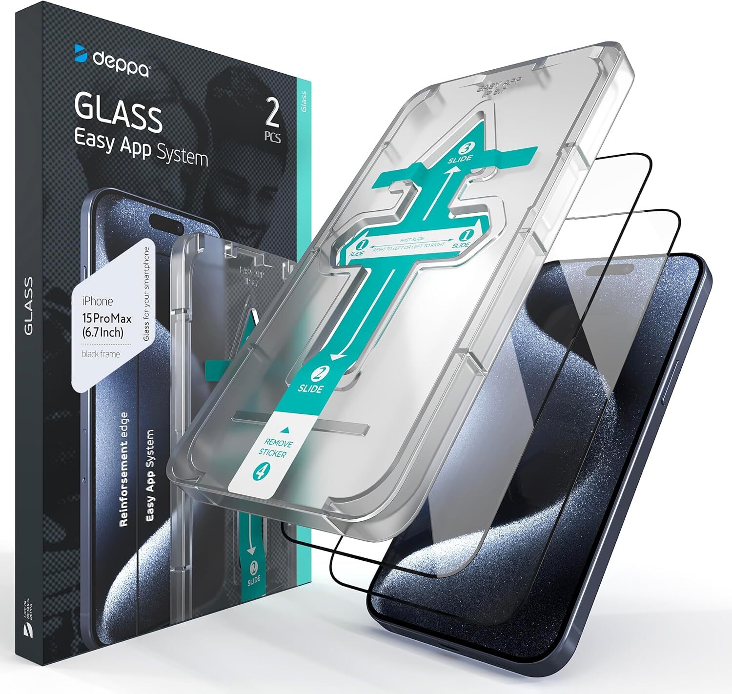 2 Pack Premium Screen Protector for Iphone 15 Pro Max 6.7' Tempered Glass Edge