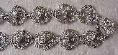 9 Yards Crocheted Metallic Ribbon Trim Silver  3/4" wide 9 yards Long
