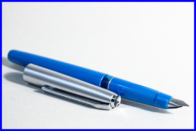 1975 Model 4 Pelikano Cartridge Pen P460 IN Blue & Steel With Steel A Pen