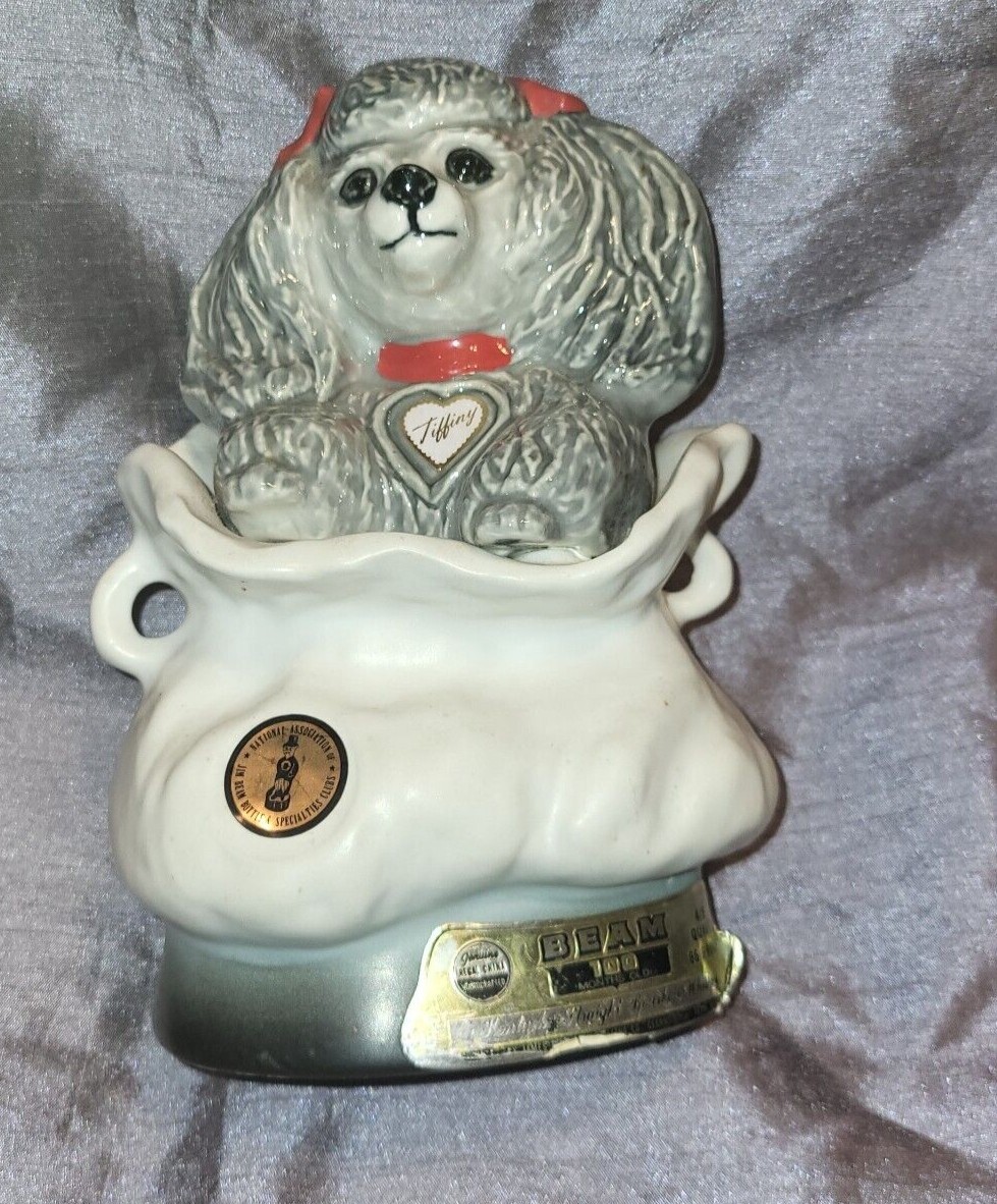 1973 TIFFANY the POODLE EMPTY JIM BEAM DECANTER REGAL CHINA.