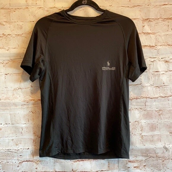 Polo Ralph Lauren solid black crew neck gym top M base layer tagless stretch