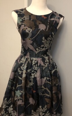 Red Valentino Silk Floral And Owl Dress Sz 40 | eBay