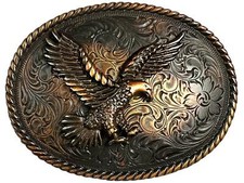 Western Copper Color American Eagle Engraved Belt Buckle Fits 1-1/2" 38mm Belt