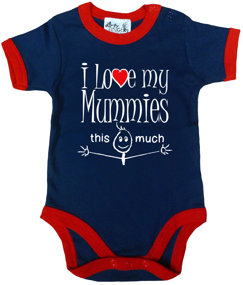 IMAGE IS EVERYTHING LGBT Baby Bodysuit "I Love My Mummies This Much" Trimmed Babygrow Gay Pride
