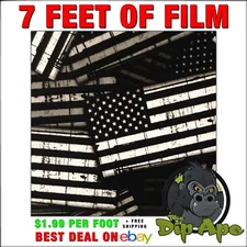 Hydrographic film GARRISON FLAGS AMERICAN black clear hydro dip dipping 7' x 20"