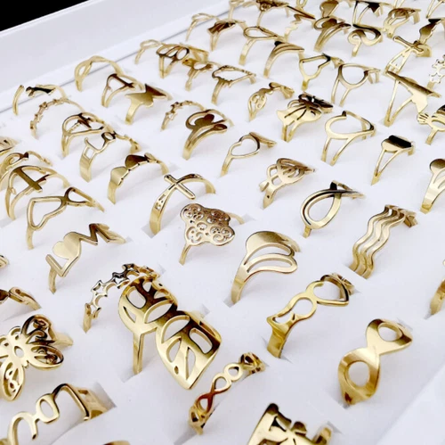 Wholesale Men Women Casual Fashion Jewelry Bulk Lot Mixed Stainless Steel Rings - product listing photo