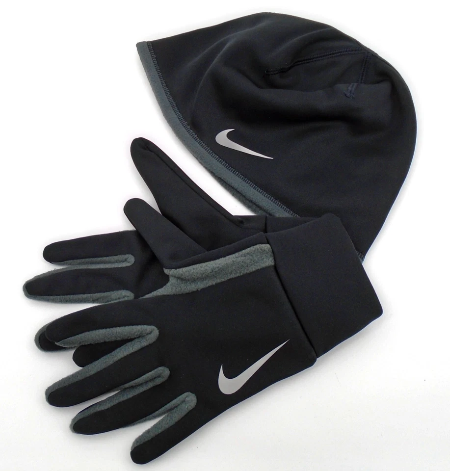 Nike Therma-FIT Hat and Gloves Set Adult Men's S/M Running Black/Silver - Image 2 of 4