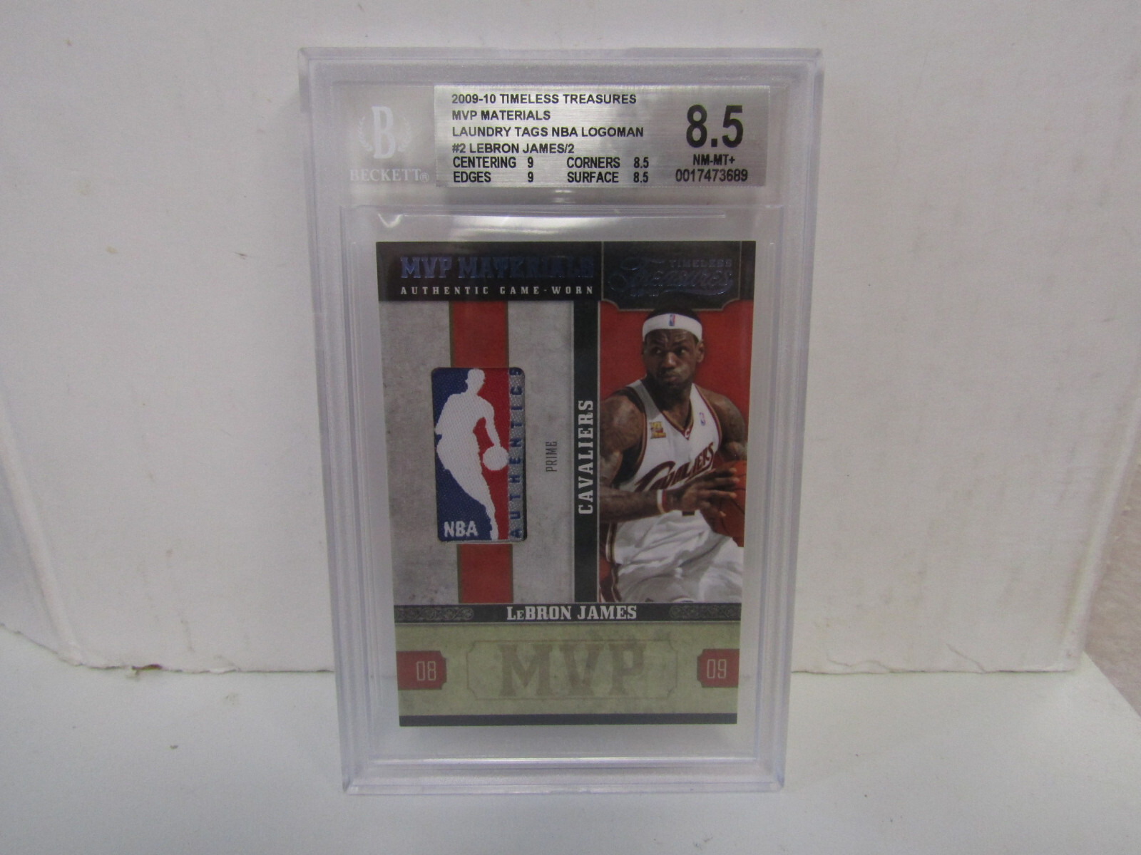 BGS 8.5 2009-10 Timeless Treasures Lebron James Laundry Tags Logoman Patch /2
