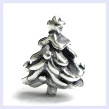 Sterling Silver Christmas Tree Star Gift Holiday Bead f/ European Charm Bracelet