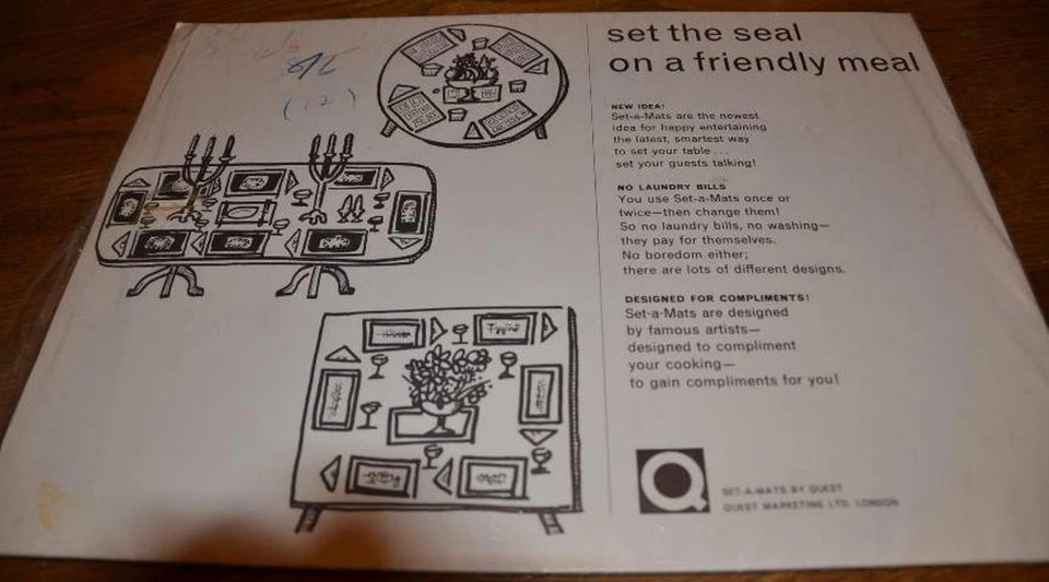 VINTAGE 1960s tablemats SET-A-MAT Tower of London John Stow 1755 Thames RETRO - Image 2 of 4