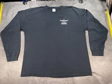 Black Long Sleeve The hangar Plane Jet Shop Restaurant Pilot Fuel park XL Shirt