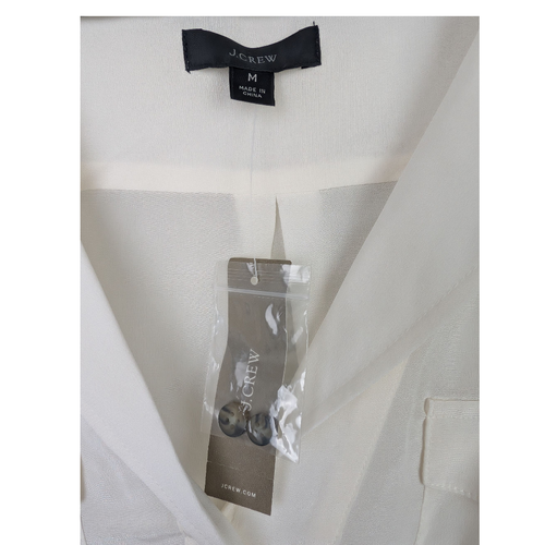 J.Crew | 100% Silk Patch Pocket Popover Shirt | Ivory | Medium | *NWT* - Picture 5 of 11