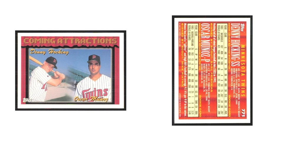 1994 Topps Denny Hocking/Oscar Munoz Twins #771 - Image 3 of 3