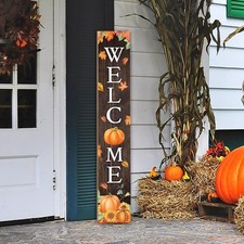 Fall Welcome Sign For Front Porch Fall Porch Sign Maple Leaf Pumpkin Sunflowe...