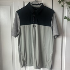 CLEAN Oakley Men  s Polo Grey Black Shirt Short Sleeve Size Small Regular Fit
