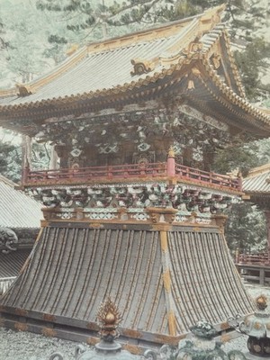 1860s Koro At Nikko  Temple Hand Tinted Albumen Print Manganji  Temple At Nikko