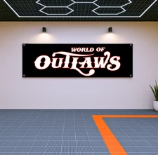 World of Outlaws Flag Banner 71x24" – Garage or Outdoor Racing Decor