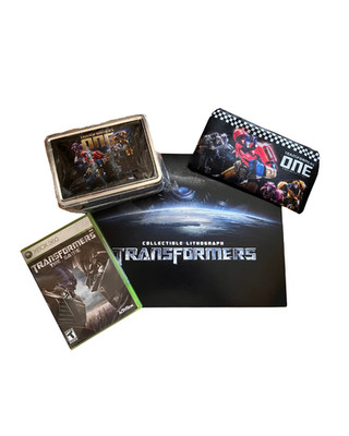 Transformers: The Game (Xbox 360, 2007) + Lunchbox + Collectible Lithograph