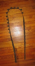 Antique Strand of 25 Brass Sleigh Bells 93" Long w/ Buckle Circa 1880's