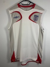 Vintage England Umbro Sleeveless Training Jersey 2000s White Red XL