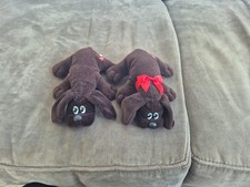 2 Vintage Pound Puppies New Born Tonka Plush Toy 1985 Male And Female Set.