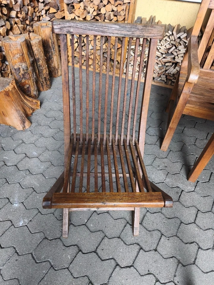 Garten-Möbel aus Teak Massivholz - 4-teilig (Tisch, 1 Bank und 2 Stühle) - Bild 4 von 4