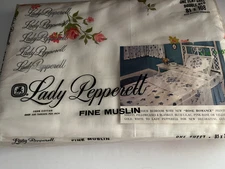 Vntg Lady Pepperell Fine Muslin 100% Cotton Rose Romance Flat Sheet 81 x 108 NOS