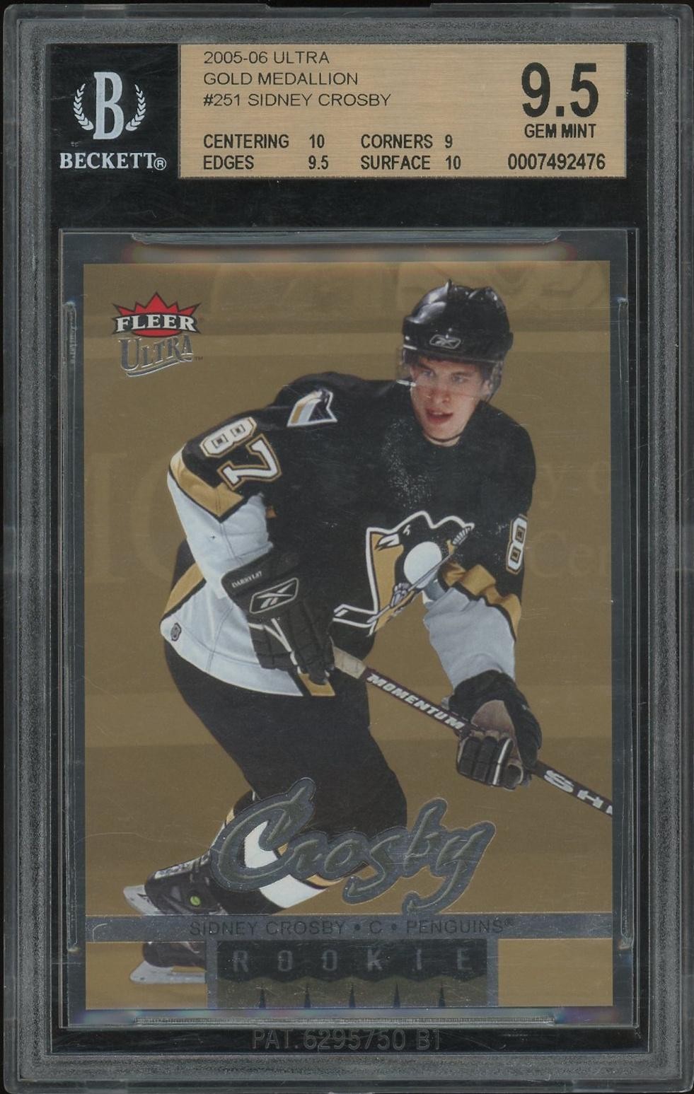 2005/06 Fleer Ultra Hockey #251 Sidney Crosby Gold Medallion Rookie BGS 9.5