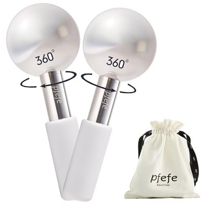 360 Rotating Ice Globes for Face Eyes, Facials Cold Roller Puffy White