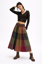 Vtg Madras Plaid Colorful Checkered Midi Pleated Classic Preppy Wool Skirt Sz 8