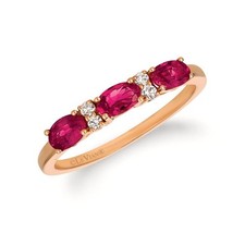 Le Vian 14K Rose Gold Band Ring Oval Ruby Diamonds Stylish Jewelry for Women