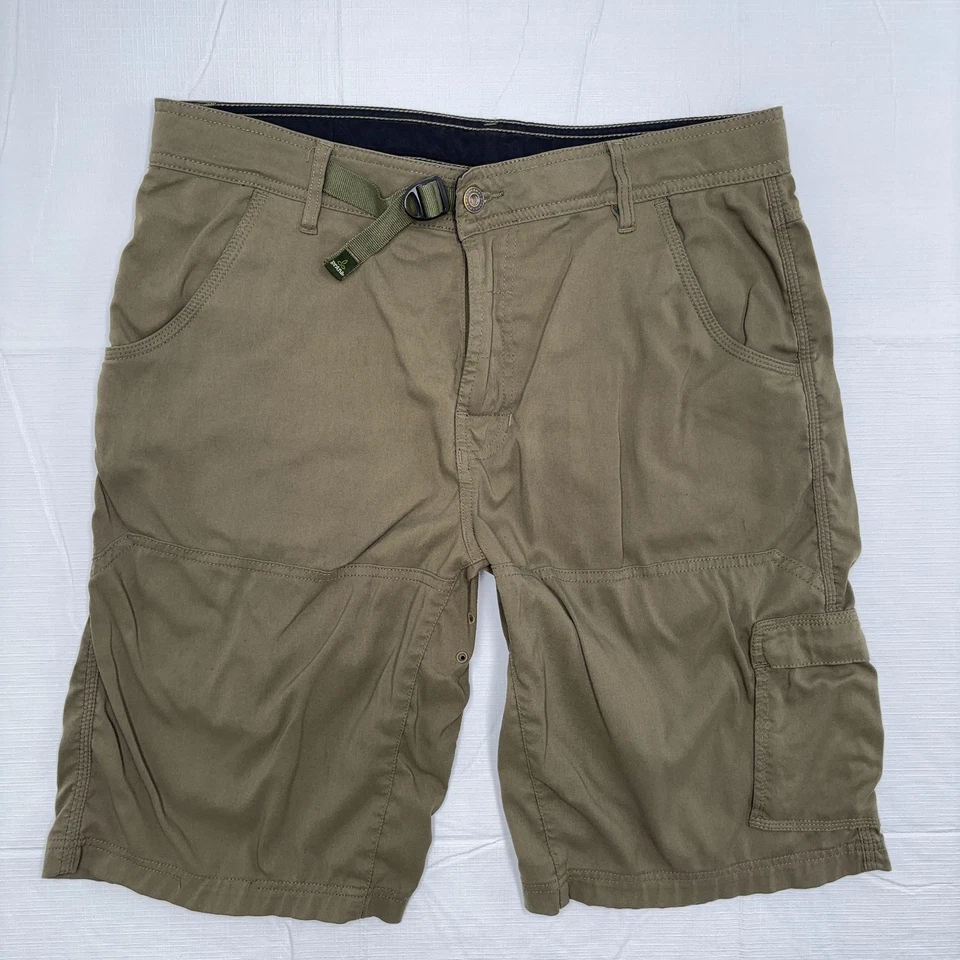 Pantalones Cortos PrAna Para Hombres M 34 Elastizados Zion Verde Cinturón Elastizados Nylon Carga 12" Entrepierna Foto 2 de 4