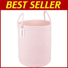 Pink Cotton Rope Laundry Basket Hamper for Girls