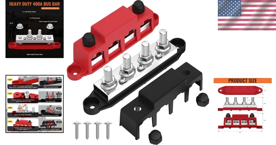 400A Bus Bar 12V Distribution Block with 4 Studs - Image 2 of 4