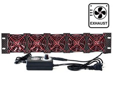 2U Rackmount Cooling Exhaust Fan Panel Red Grille Quiet High-Airflow 19" Server
