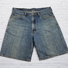 Levis 550 Shorts Mens 36 Blue Denim Relaxed Fit Distressed Pocket Y2K Vintage